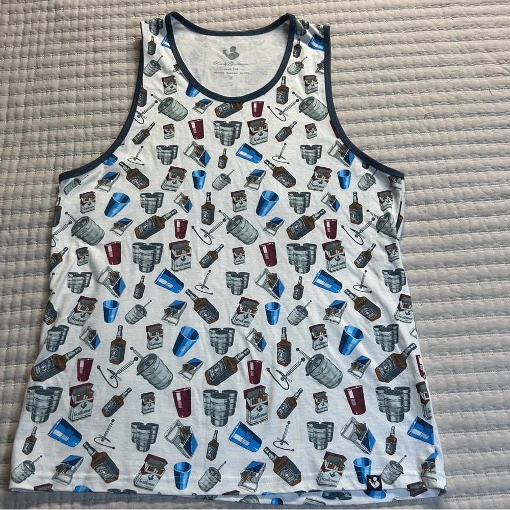 Rowdy Gentleman Booze & Boges Mens Medium Vintage Tank‎ Top